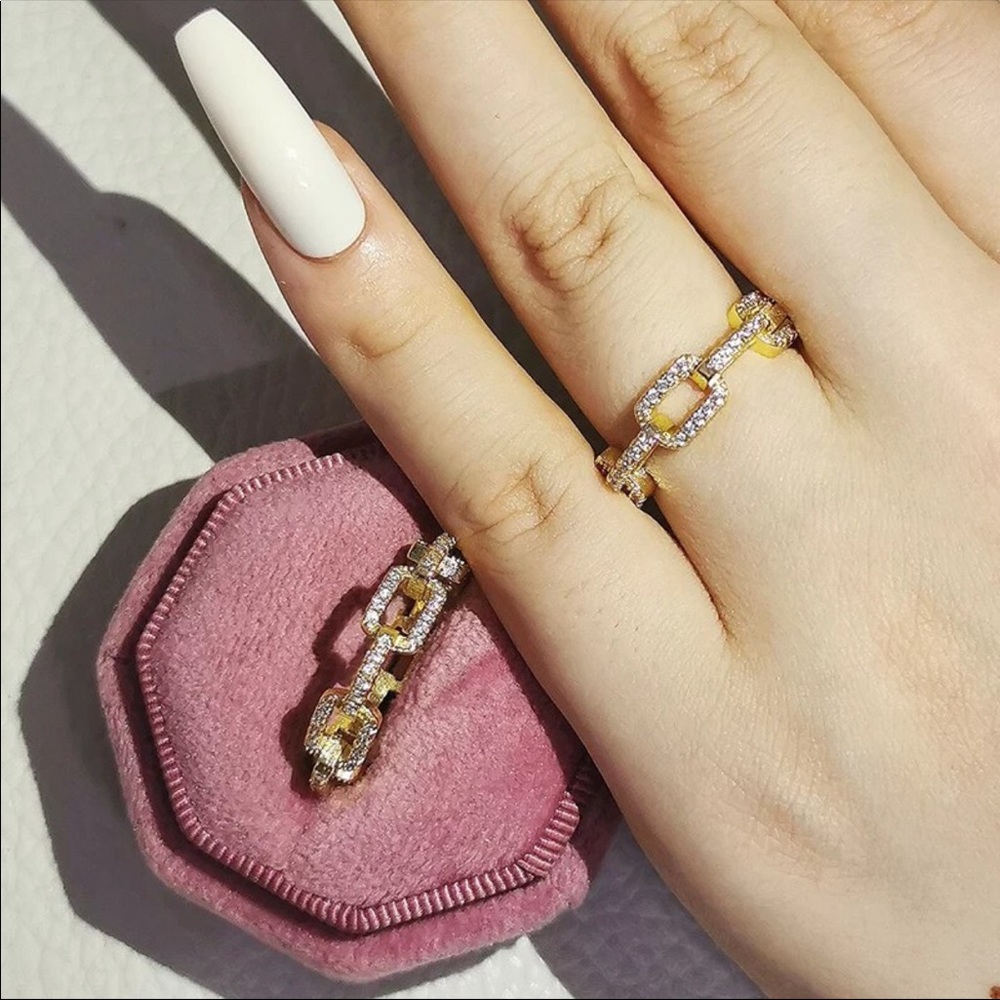 New Women’s Yellow Gold Plated Diamond Ring - Picture 4 of 4